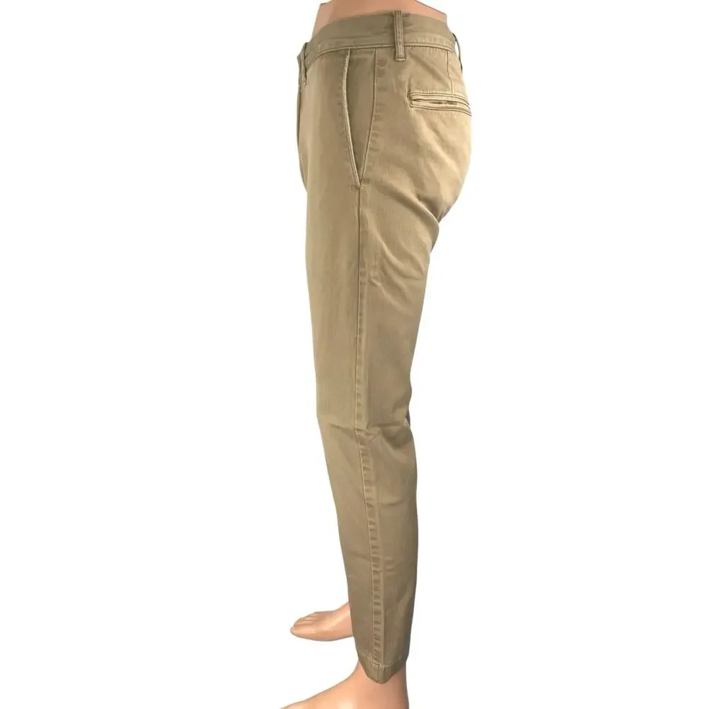 J.Crew Men's Tan Khaki Tapered Leg Mid Rise Stretch Trousers Dress Pants Size 30